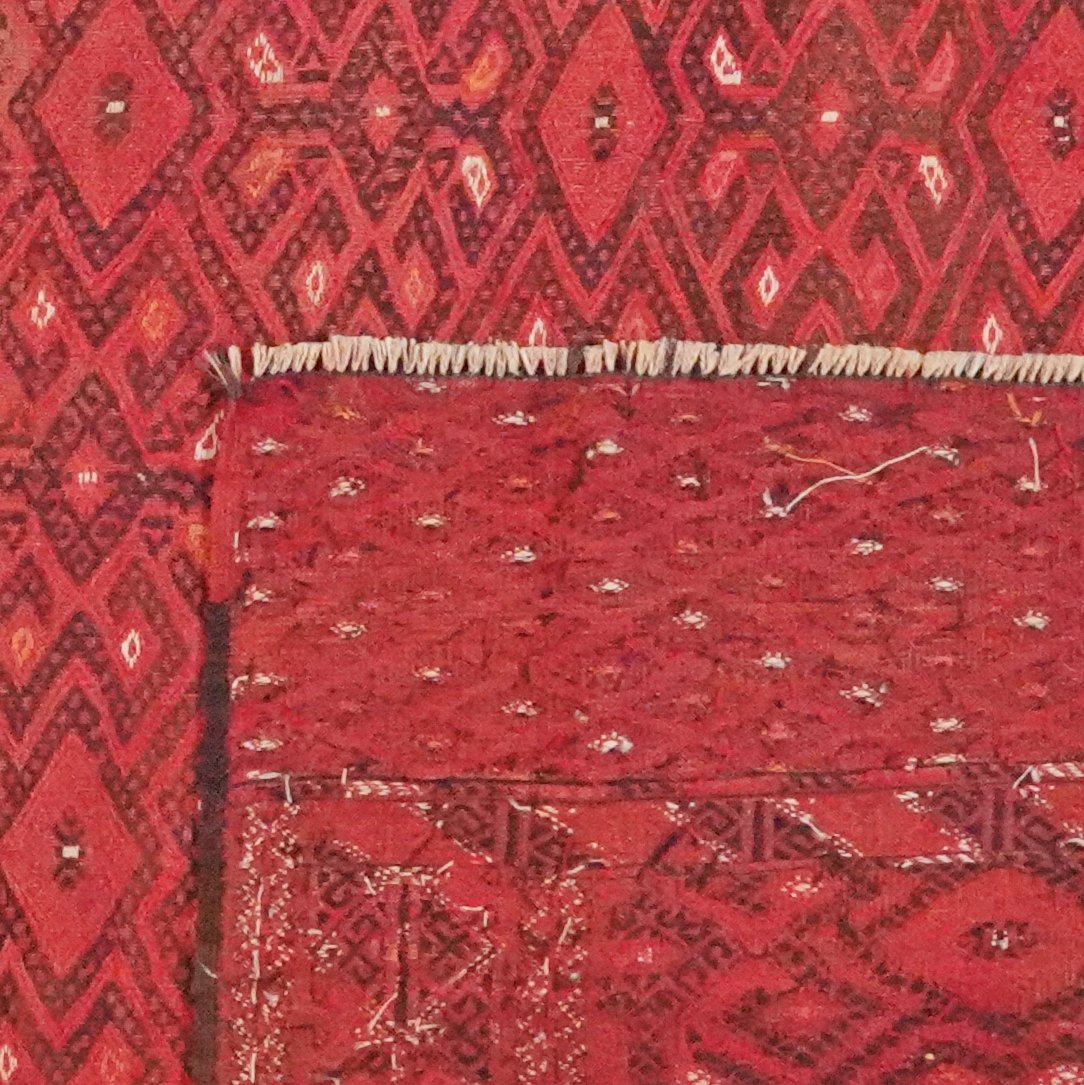Kelim Turkman — Handmade, 215x331 cm, Red, 100% Virgin Wool | View 6