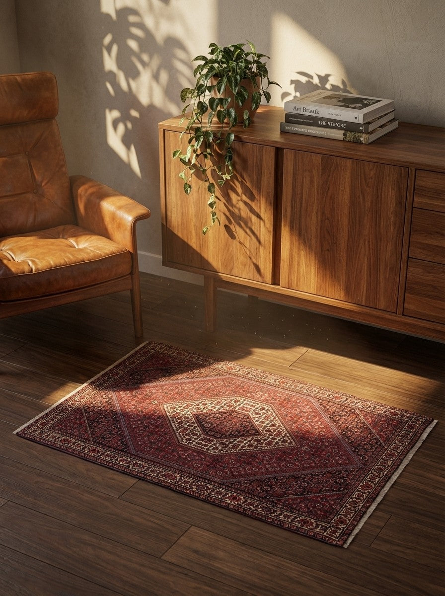 Bidjar Bookan — Hand-knotted, 90x149 cm, Red, 100% Virgin Wool | Back view