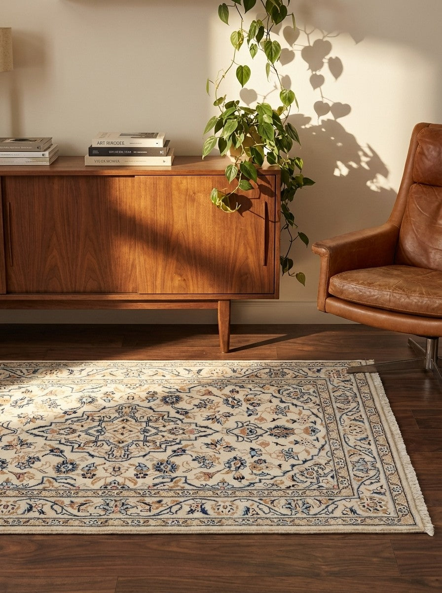 Ardakan — Hand-knotted, 100x157 cm, Beige, 100% Virgin Wool | Back view