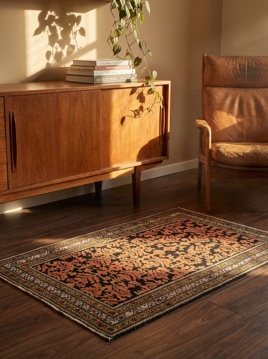 Malayer — Hand-knotted, 83x119 cm, Black, 100% Virgin Wool | Back view