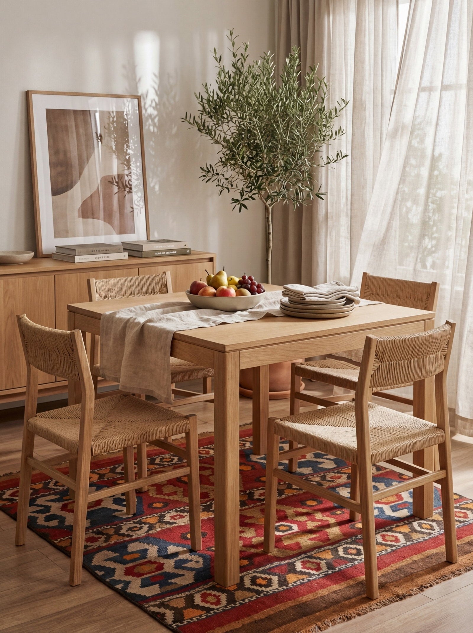 Kelim — Handgefertigt, 95x90 cm, Bunt, 100% Virgin Wool | Detail view