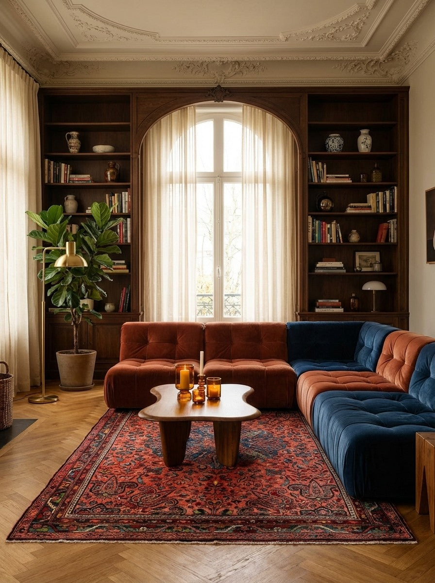 Bidjar — Hand-knotted, 141x210 cm, Orange, 100% Virgin Wool | Back view