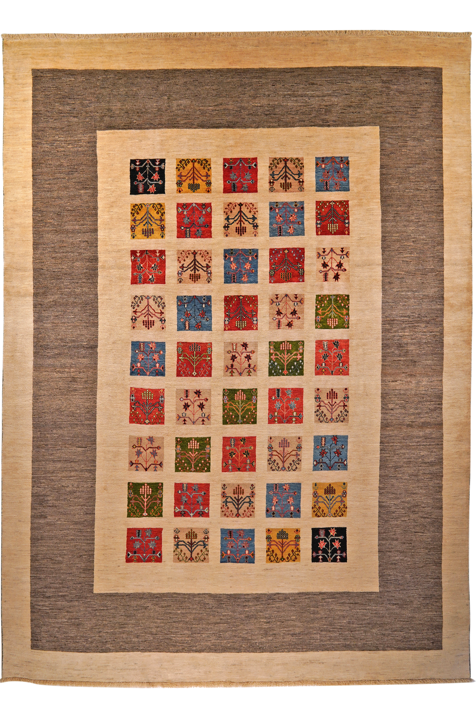 Rizbaf — Handgefertigt, 399x296 cm, Grau, 100% Virgin Wool | Main view