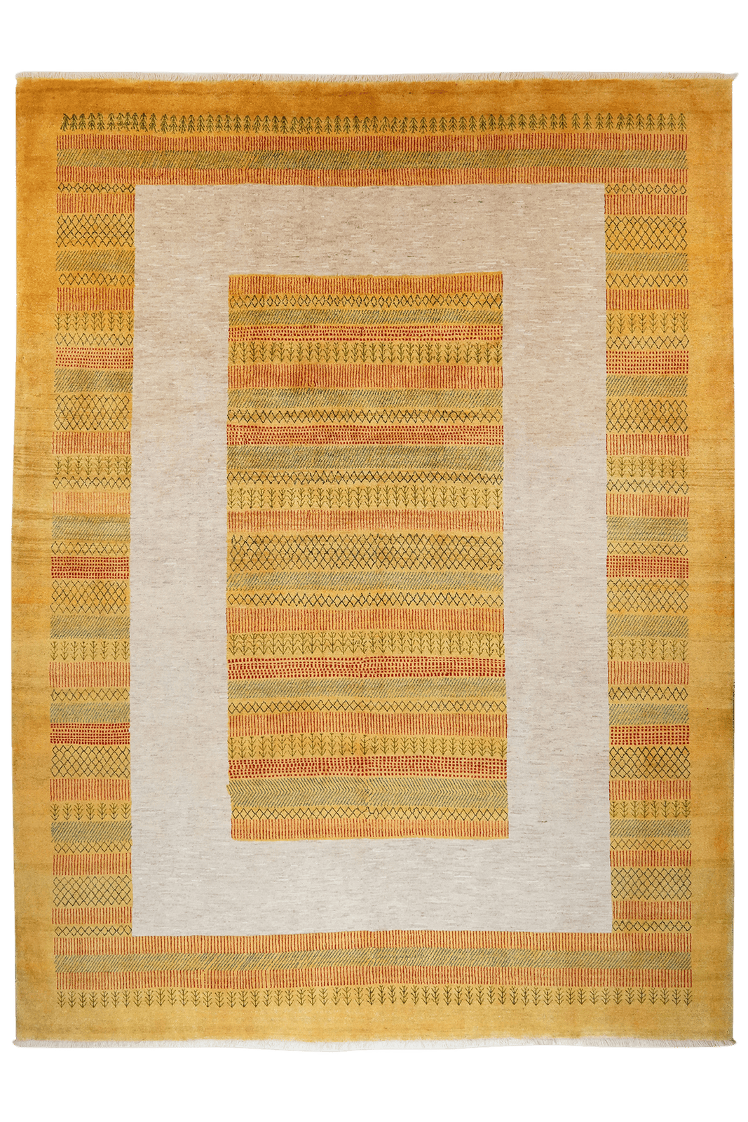 Rizbaf — Hand-knotted, 252x337 cm, Yellow, 100% Virgin Wool | Main view