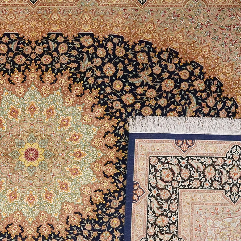Ghoum Seide — Hand-knotted, 199x300 cm, Blue, 100% Silk | View 6