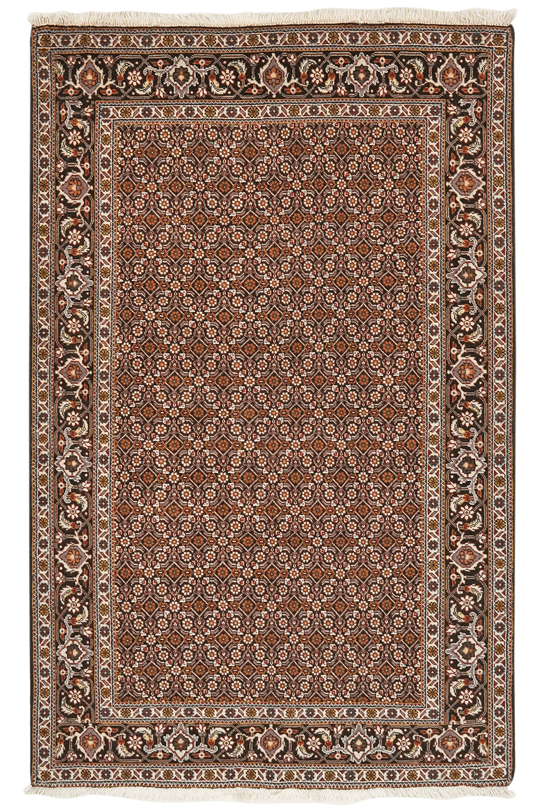 Tabriz 40 Raj — Hand-knotted, 101x159 cm, Black, 100% Virgin Wool | Main view