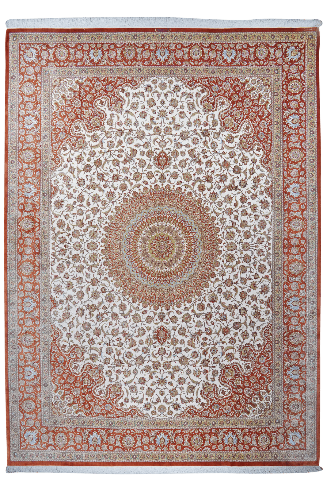 Ghoum Seide — Hand-knotted, 305x400 cm, Beige, 100% Silk | Main view