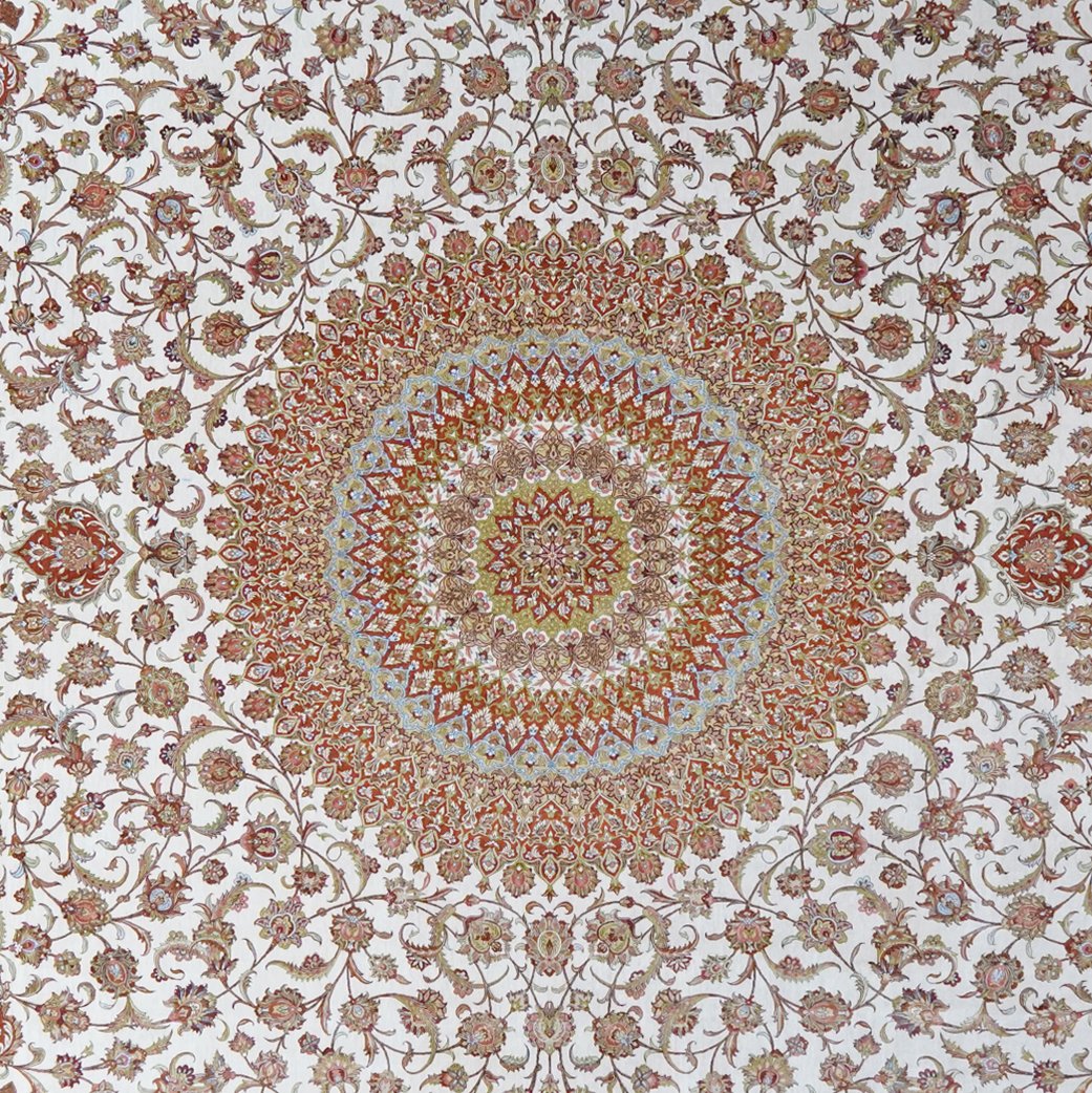 Ghoum Seide — Hand-knotted, 305x400 cm, Beige, 100% Silk | View 4