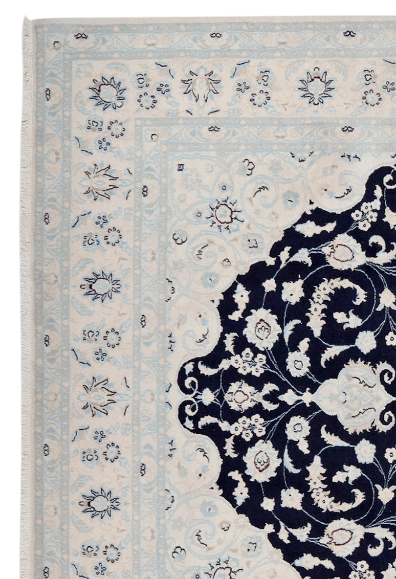 Nain 12La — Hand-knotted, 251x355 cm, Blue, 100% Virgin Wool | View 3