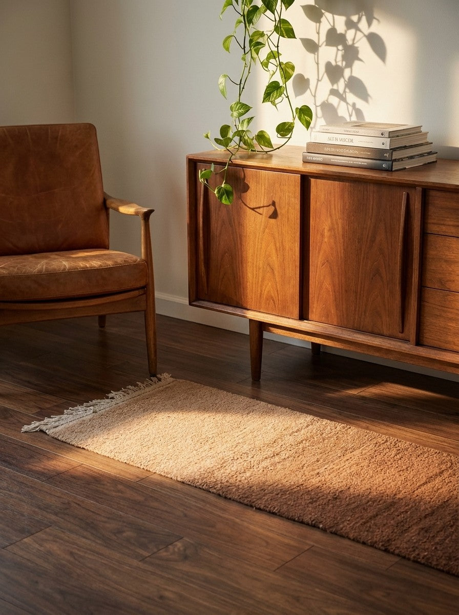 Gabbeh — Hand-knotted, 38x148 cm, Brown, 100% Virgin Wool | Back view