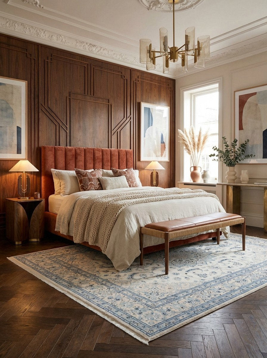 Nain 12La — Handgefertigt, 302x255 cm, Beige, 100% Virgin Wool | Detail view