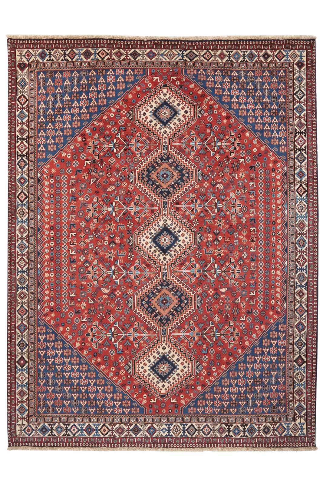 Yalameh — Hand-knotted, 202x264 cm, Red, 100% Virgin Wool | Main view