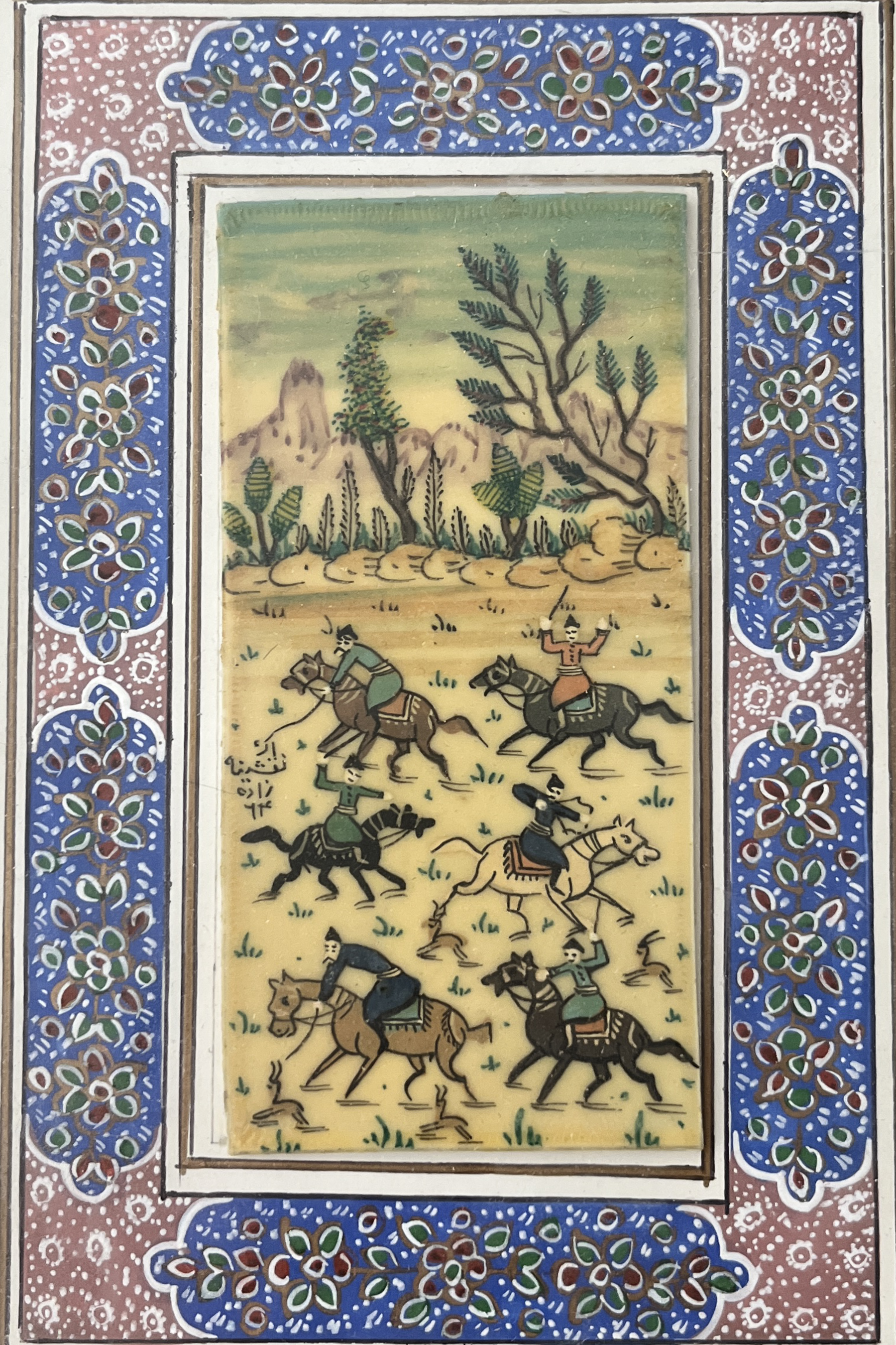 Handgezeichnete Miniatur im Khatam-Rahmen