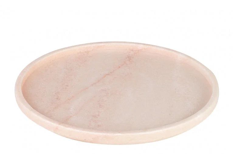 Round Pink Marble Tray Medium — Handmade , 26x26 cm | View 4